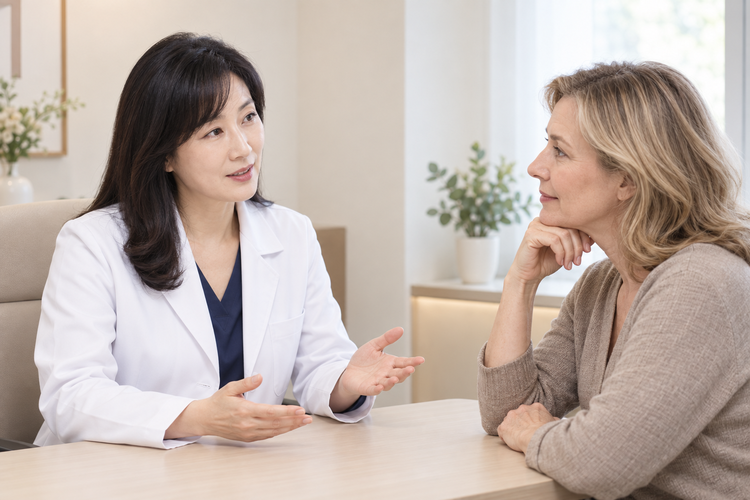Whether to begin hormone therapy is decided by weighing age, the time elapsed since menopause and medical history together at the consultation.